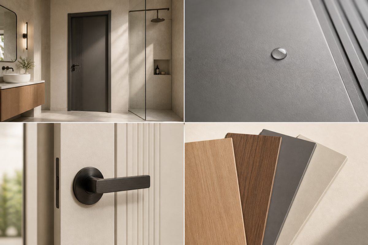 Illustrated overview of representative WPC and fibreglass door benefits