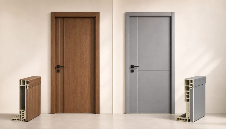 Representative visual comparison of WPC and fibreglass door applications